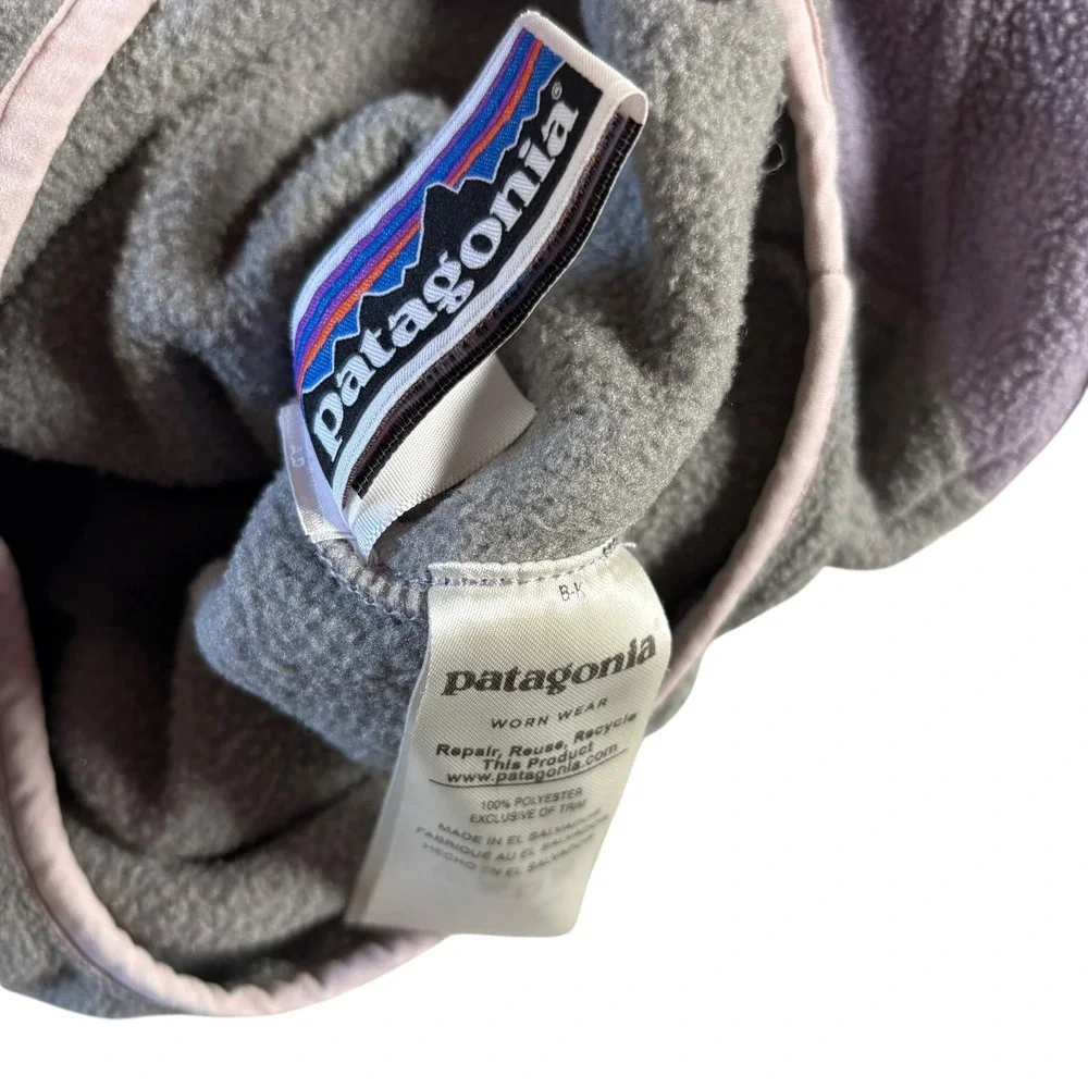 Patagonia Synchilla Fleece Pullover Kids XS 5-6 Purple Gray Snap T Sweatshirt